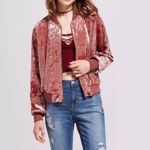 Mossimo Supply Plush Velvet Mauve Bomber Jacket S